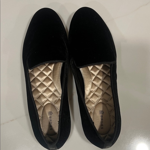 Birdies Black Velvet Slip-On Women's Flats - Picture 4 of 6